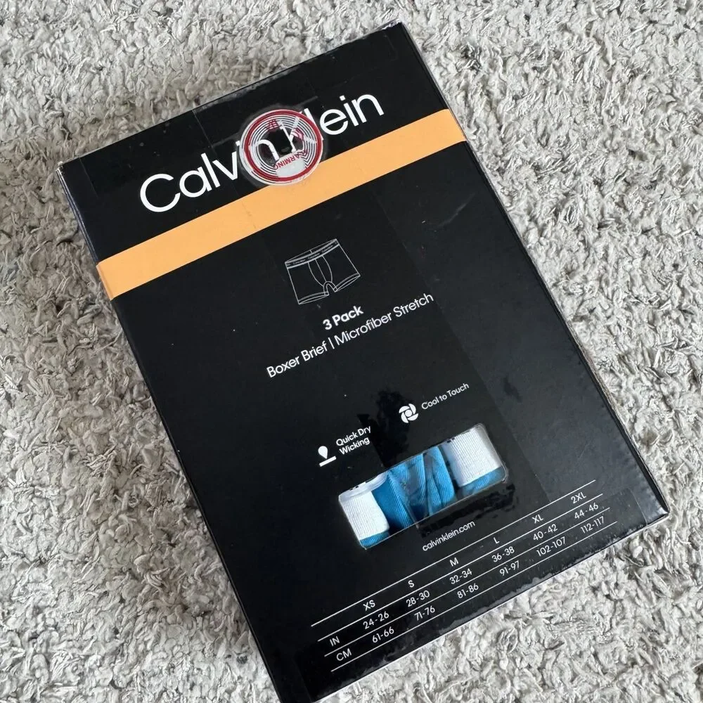 Calvin Klein 3 Pack Microfiber Stretch Boxer Brief Men’s Size M Black Gray Blue
